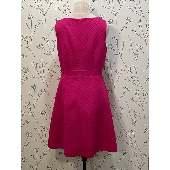 TAHARI ASL Hot Pink Lattice Textured Sleeveless Dress 6 Career Cocktail Barbie - Picture 4 of 6